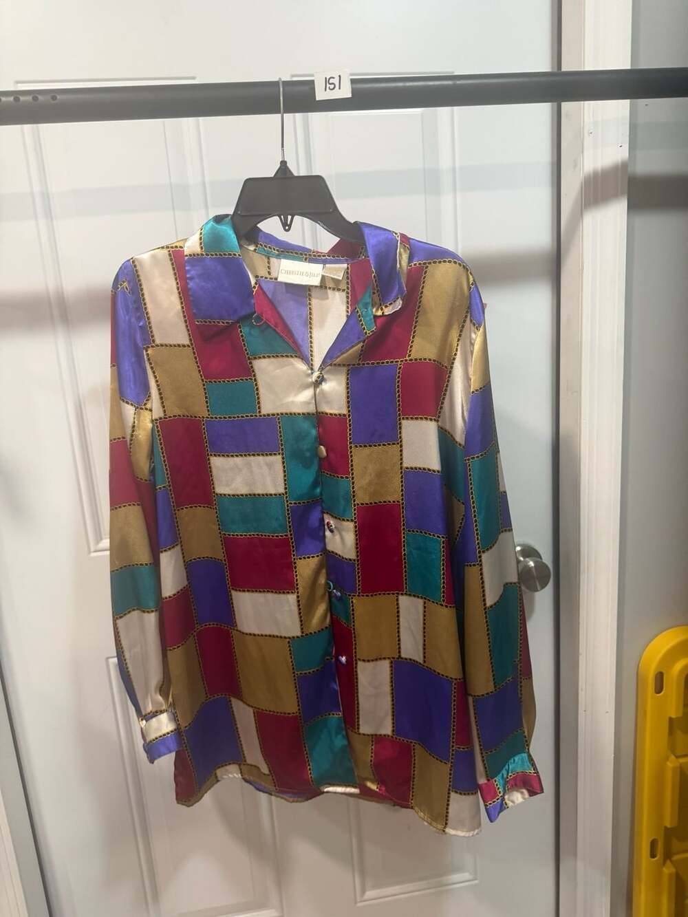 Christie & Jill Blouse Size Large Multicolor Geometric Chain Print